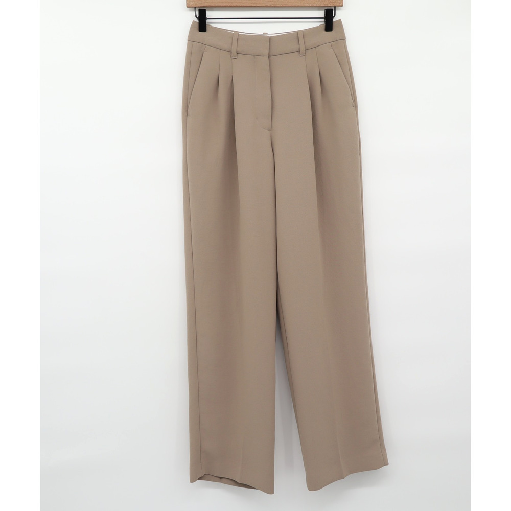 Aritzia Women's The Effortless Pant High Waisted Wide Leg Crepe Pants Taupe Sz 8 - Picture 2 of 9